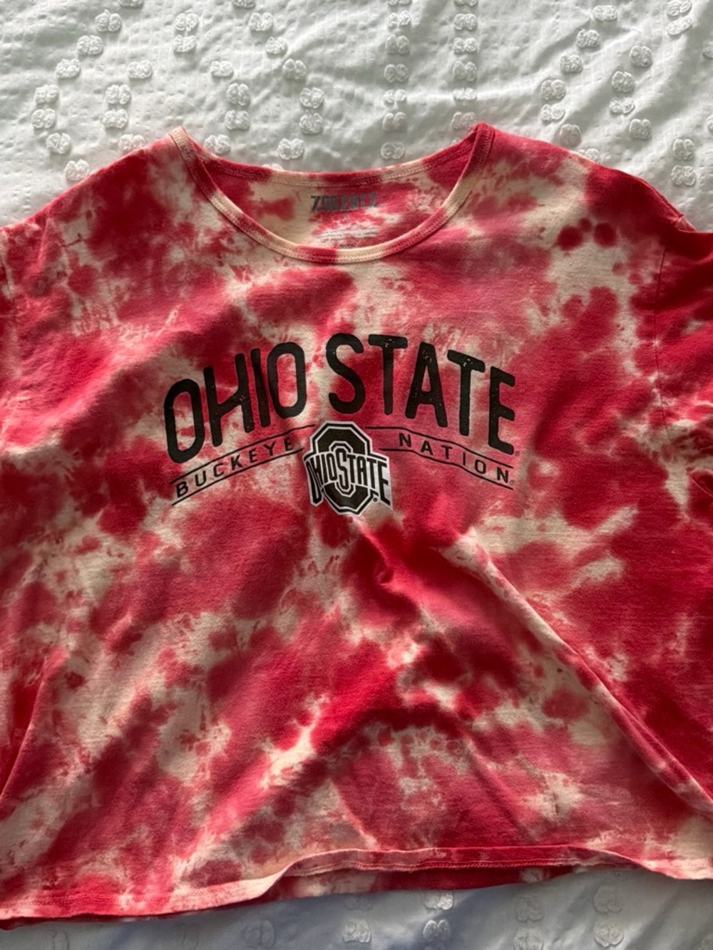 Ohio State Tie-Dye Crop Top - Red White